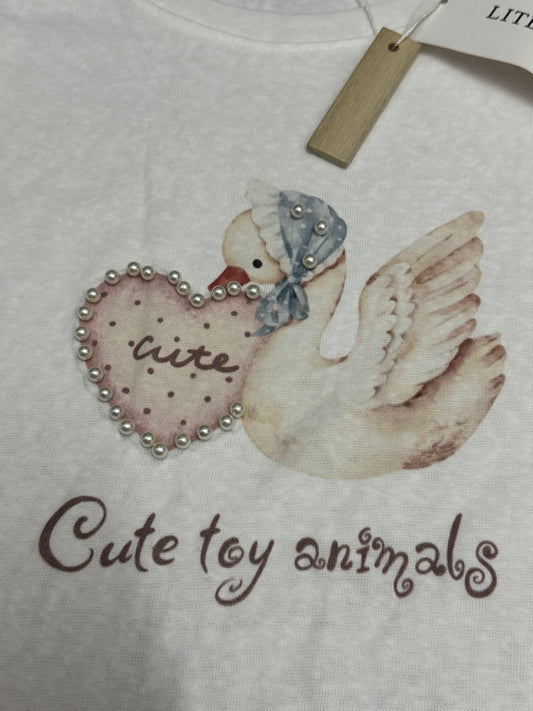 韓国ファッション 可愛い動物スタイルTシャツシリーズ | ヴィンテージパール鳩 - カワイイファッションアイテム