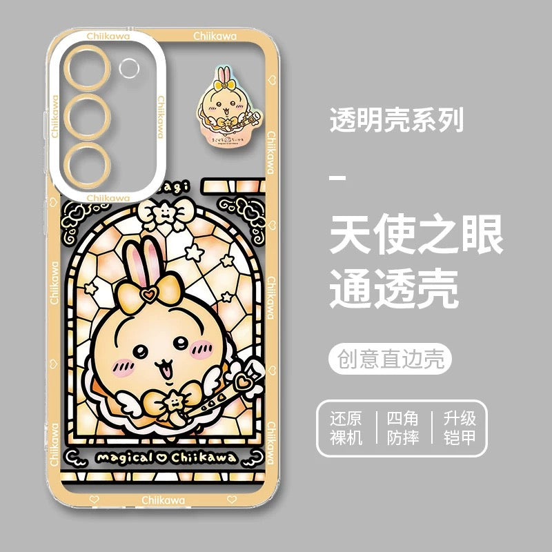 Japanese Cartoon Phone Case Magical Girl with Glass Window Clean Version | Chiikawa Hachiware Usagi Momonga Kurimanju Rakko Shisa Furuhonya - Phone Case Samsung Galaxy S26 S25 S24 S23 S22 S21 FE Ultra Edge