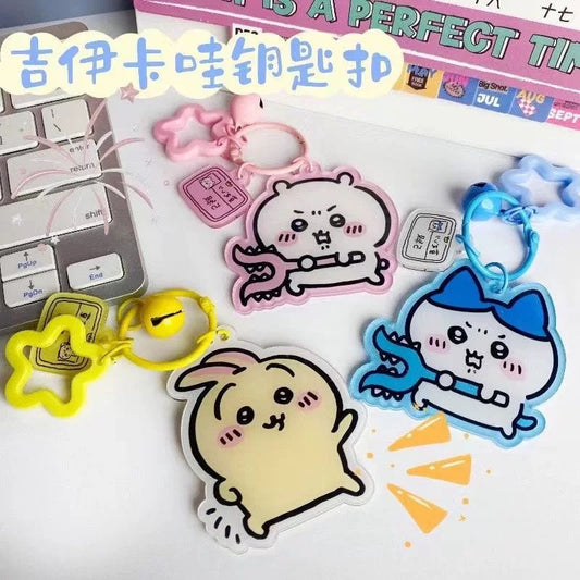 Japanese Cartoon ChiiKawa Acrylic Keychain with Bell | ChiiKawa Hachiware Usagi - Kawaii Item Cute Accessories WinnieTheBirds Toy Shop