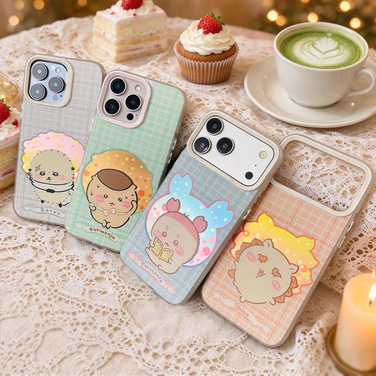 Japanese Cartoon ChiiKawa Daily with Icon Laser Case | Kurimanju Rakko Shisa Furuhonya 4 Styles - iPhone Case 11 12 13 14 15 16 16e 17 17e 18 Pro Promax