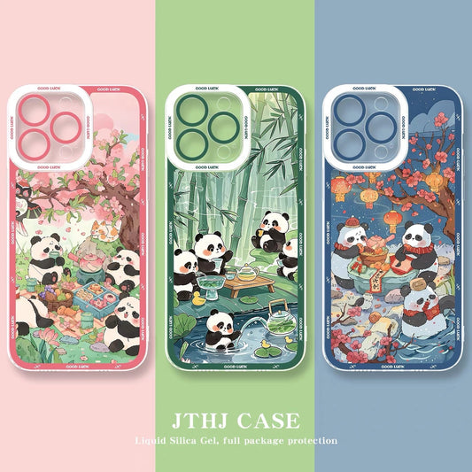 Cute Animal Panda | Season Times - iPhone Case PLUS SE2 XS XR X 11 12 13 14 15 16 16e 17 17e Pro Promax 12mini 13mini