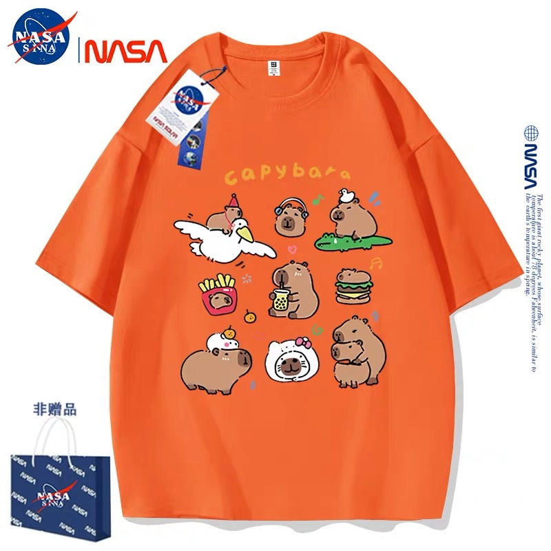 Cute Animals Capybara Style T-Shirt Series | Happy & Fun Daily Part1 - Kawaii Fashion Items for Child & Adult Matching outfits for Parents and Children