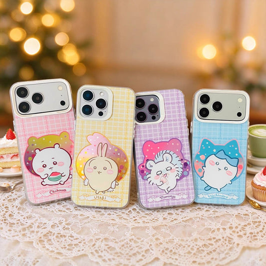 Japanese Cartoon ChiiKawa Daily with Icon Laser Case | Chiikawa Hachiware Usagi Momonga 4 Styles - iPhone Case 11 12 13 14 15 16 16e 17 17e 18 Pro Promax