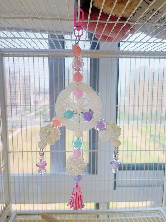 23cm Kawaii Baby Toys Style Pastel Color Hanging Toy for Bite Birdcage Decorative Parrot Toys Handmade Bird Organic Bird Cages Accessories