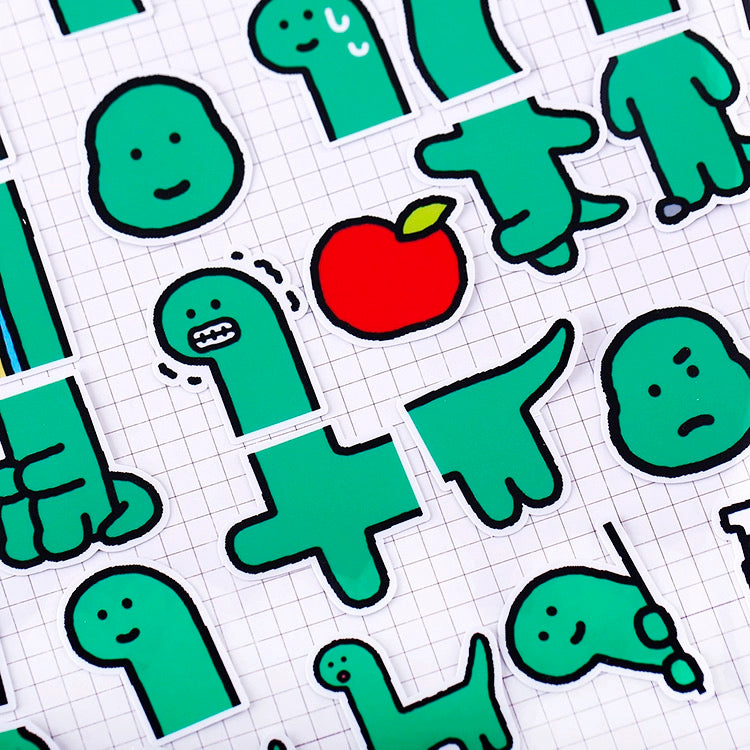 Set of 35 Pieces Cute Little Dinosaur Joguman | Stickers E - DIY Journal Craft Diary Art Scrapbook Laptop Luggage Decal Cute Animal Pack