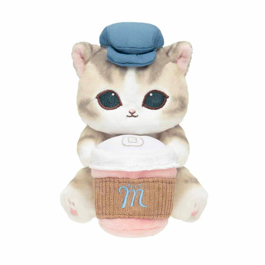 Japan Mofusand | Mofusand Cat Holding Coffee Cup and Donuts Desktop Hanging Plush Doll - Kawaii items Room Decoration Doll