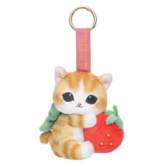 Japan Mofusand Merci Strawberry Series | Mofusand Cat Holding Strawberry Cute Plush Doll - Kawaii items Room Decoration Doll