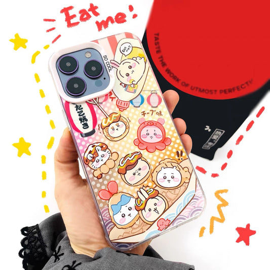 Japanese Cartoon ChiiKawa Japanese Snacks Laser Case | Japanese Street Food - Phone Case Samsung Galaxy S26 S25 S24 S23 S22 S21 FE Ultra Edge