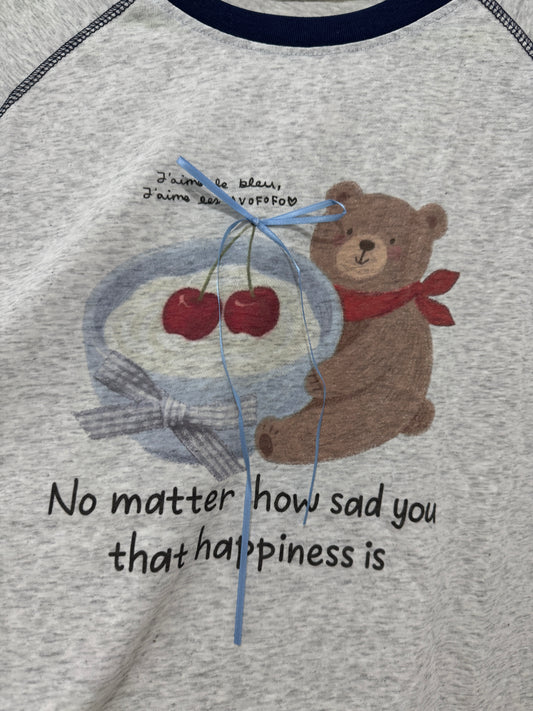 Korean Fashion Cute Animals Style T-Shirt Series | Yogurt Bear with Blue Line - Kawaii Fashion Items