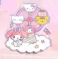ChiiKawa X Miniso X Sanrio Series | ChiiKawa Hachiware Usagi Momonga Kurimanju Playing with Kitty My Melody Cinnamoroll Pompompurin Liquid Quicksand Acrylic Badge - Kawaii Items Room Decoration