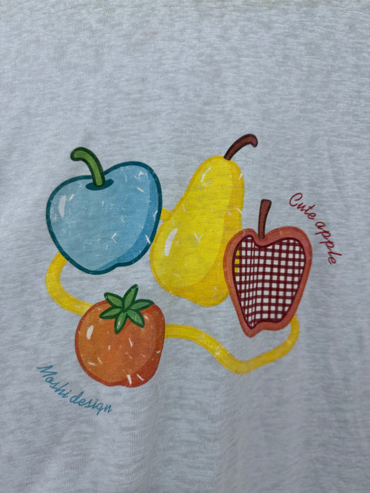 日本のファッションかわいいフルーツスタイルTシャツシリーズ | リンゴ梨トマトクールフィールTシャツ - カワイイファッションアイテム