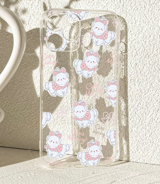 Lovely White Dog with Ribbon iPhone Case 6 7 8 PLUS SE2 XS XR X 11 12 13 14 15 16 Pro Promax Plus 12mini 13mini