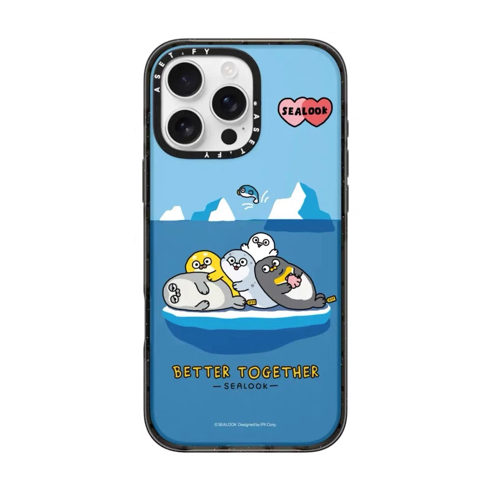 Lovely Seal Sealook Clear with Transparent Black Frame Phone Case | Part2 Daily in Polar Ocean 6 Styles - iPhone Case 12 13 14 15 16 17 18 Pro Promax