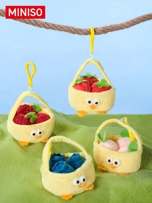 かわいいニワトリのファットドゥンドゥンぬいぐるみキーホルダー | フルーツバスケットシリーズ モモ ライチ ブルーベリー イチゴ - 子供向けギフト 動物ミニぬいぐるみ
