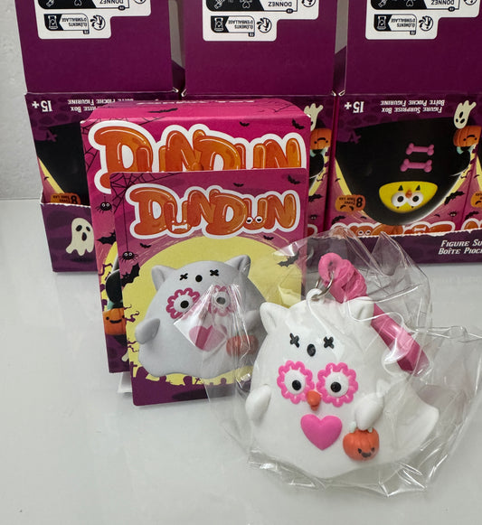 Lovely Chicken Fat Dundun Halloween Plastic Keychain | DunDun White Owl Ghost - Children Gift Animal Blind Box