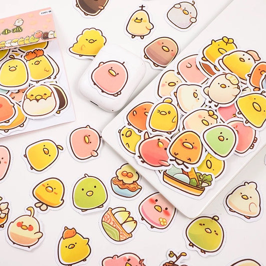 Set of 104 Fun Little Chicken Stickers with Tree and Fruit - DIY Journal Craft Diary Art Scrapbook Laptop Luggage Decal Cute Animal Pack