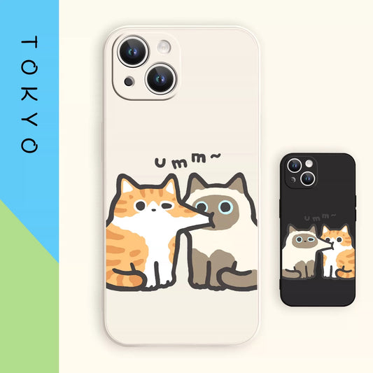 Siamese Cat Eating - iPhone Case PLUS SE2 XS XR X 11 12 13 14 15 16 16e 17 17e Pro Promax 12mini 13mini