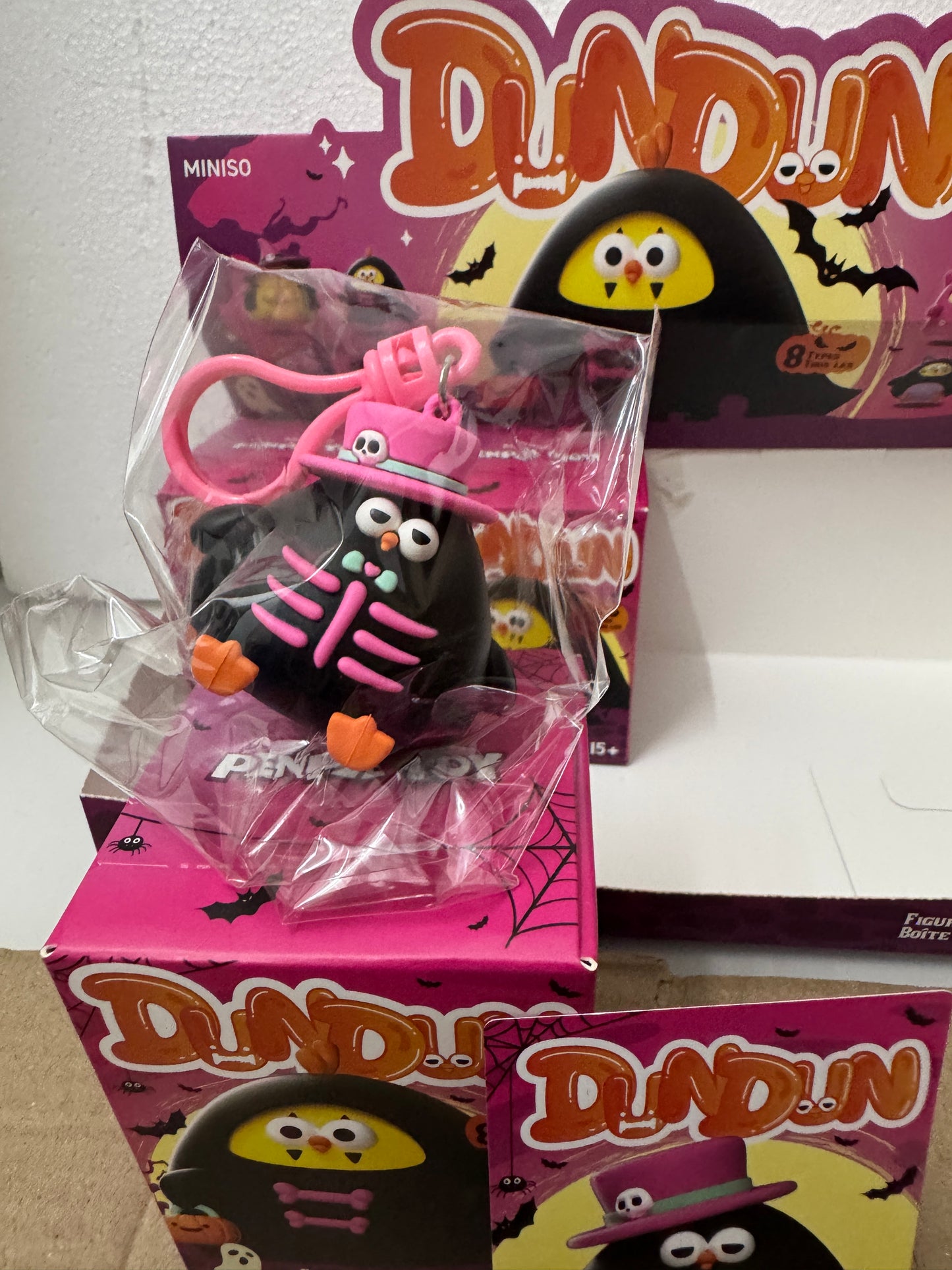 Lovely Chicken Fat Dundun Halloween Plastic Keychain | DunDun Black Bone - Children Gift Animal Blind Box