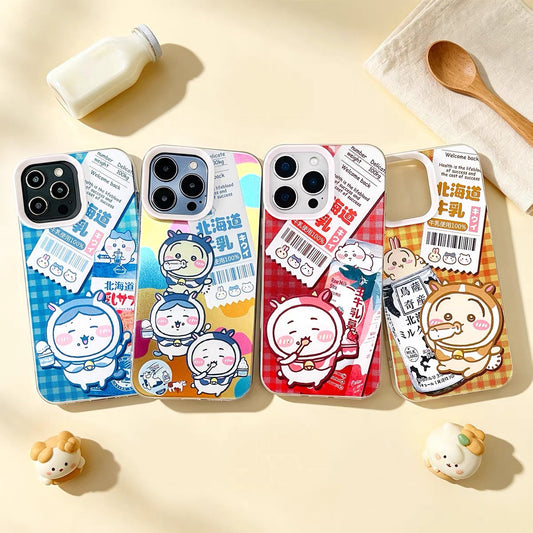 Japanese Cartoon ChiiKawa Laser Case Hokkaido Milk | Chiikawa Hachiware Usagi - Phone Case Samsung Galaxy S26 S25 S24 S23 S22 S21 FE Ultra Edge