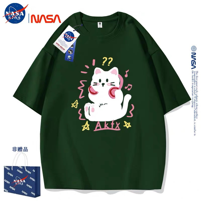 Cute Animals Cat Style T-Shirt Series | Kitten with Headphone Part2 - Kawaii Fashion Items for Child & Adult