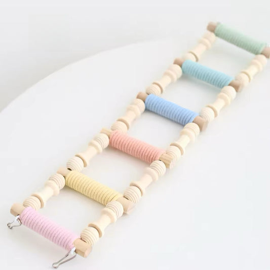 42cm Pastel & Natural Style Climbing Ladder with 6 Steps | 5 Colours - Parrot Toys Hanging Toy Handmade Bird Organic Bird Cages Accessories