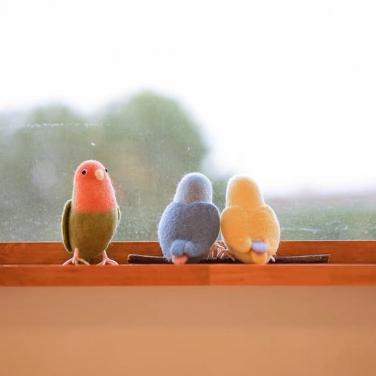 12x6cm Handmade Wool Felt Doll DIY Craft Kit Set with Tools | Peachfaced Whitefaced Lovebird