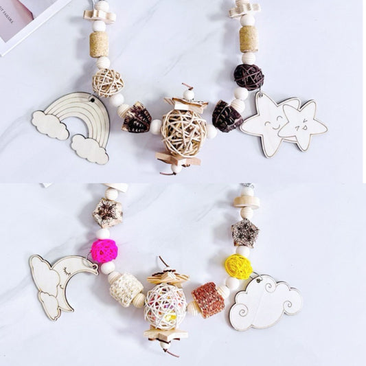 18x20cm Climb Line Swings with Wooden and Takraw & Seeds Hanging Toy Handmade Bird Toys Natural Bird Bitting Toys Organic Bird Cages Accessories