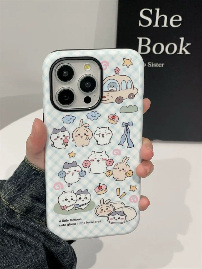 Japanese Cartoon ChiiKawa Hachiware Usagi Happy Day Double Protect iPhone Case 11 12 13 14 15 Pro Promax WinnieTheBirds Toy Shop