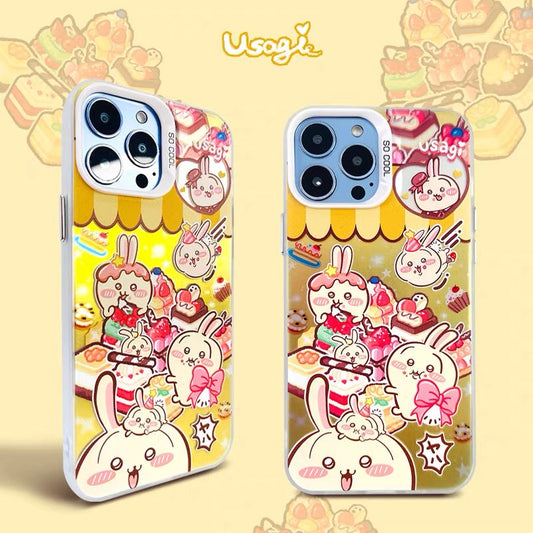Japanese Cartoon ChiiKawa Happy Day with Sweets Laser Case | ChiiKawa Hachiware Usagi - iPhone Case 11 12 13 14 15 16 16e 17 17e Pro Promax