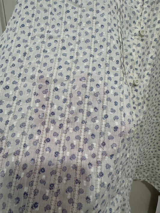 Japanese Fashion Cute Style Shirt Series | Mori Blue Flower White Shirt - Kawaii Fashion Item