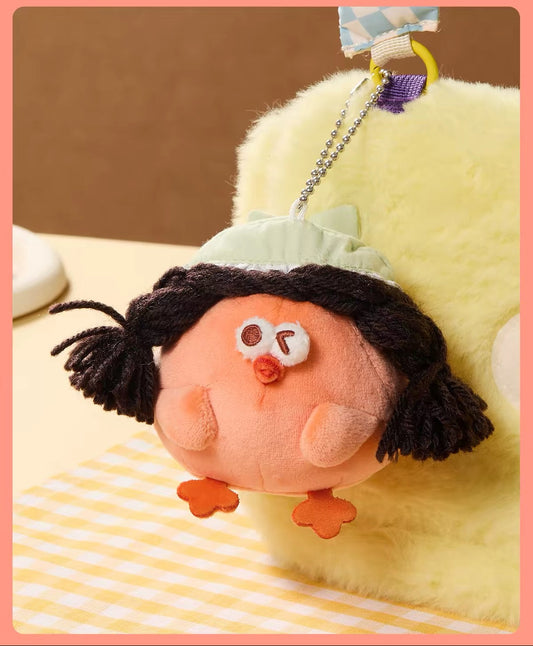 ラブリー チキンファット ダンダン ぬいぐるみキーホルダー | スイートスポットベーカリーシリーズ ヒヨコ - 子供用ギフト 動物ミニぬいぐるみ