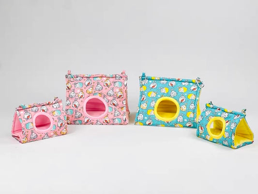 Handmade Cute Style Autumn Winter Parrot Tent Bed | Bunny Pink Blue - Organic Bird Cages Accessories Lovebird Budgie Pacific Parrotlet