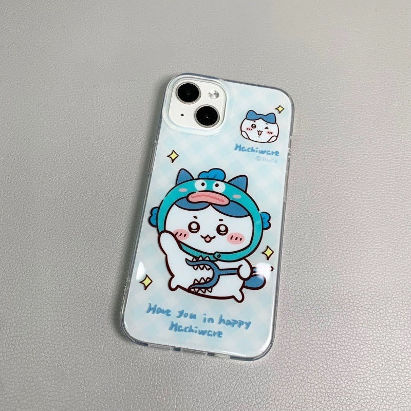 Japanese Cartoon ChiiKawa Hachiware Usagi X Kirby Hangyodon iPhone Case 11 12 13 14 15 Pro Promax WinnieTheBirds Toy Shop