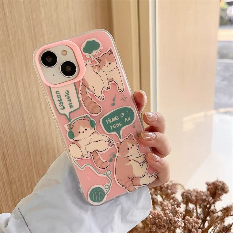 Japanese Lovely Yellow Kitten Cat Pink iPhone case Kawaii Lovely Cute Japanese Lovely Yellow Kitten Cat Pink iPhone case Kawaii Lovely Cute