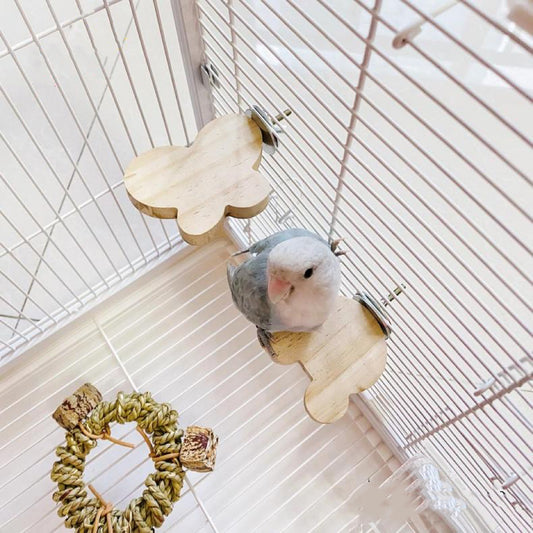 Cute Style Small Wooden Platform | Flower Butterfly Mouse Circle Sakura - Parrot Birdie Toy for Small Medium Parrot Hamster Pets