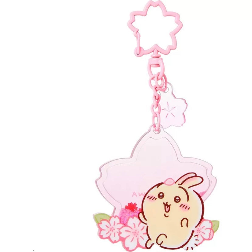 ChiiKawa X Miniso Sakura Limited Series | ChiiKawa Hachiware Usagi Momonga Sakura Quicksand Acrylic Keychain - Kawaii Items WinnieTheBirds Toy Shop