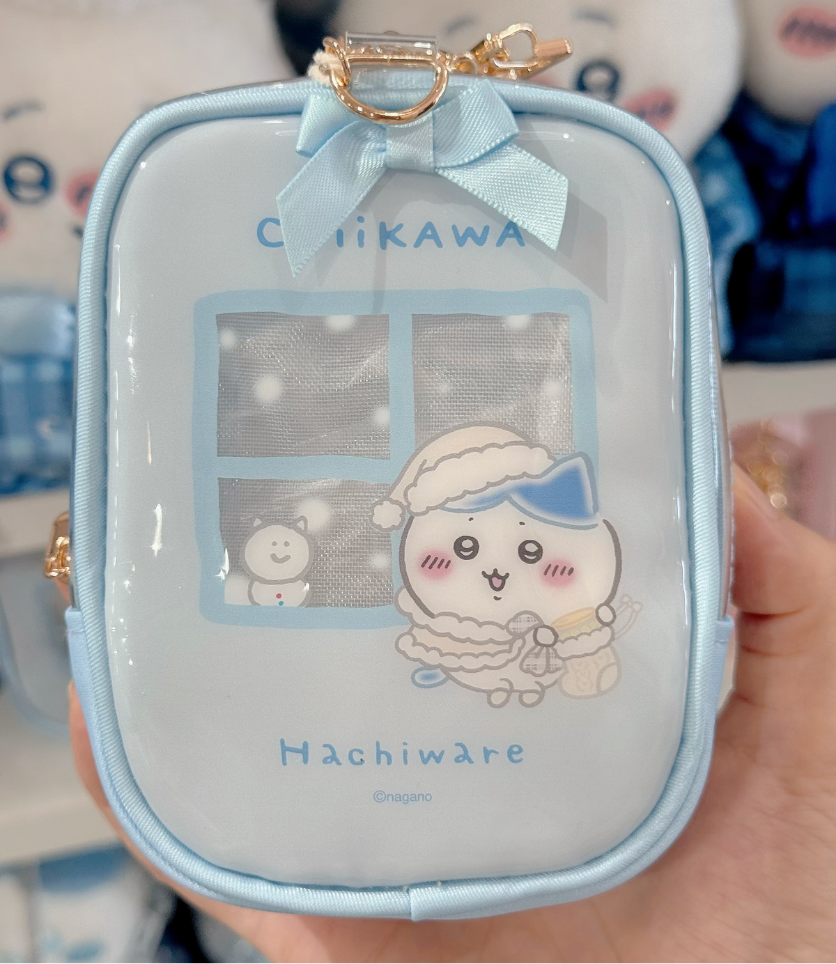 ChiiKawa X Miniso White Christmas Series | ChiiKawa Hachiware Usagi White Christmas Style Transparent Plastic Itabag Doll Bag Keychain - Kawaii Items Room Decoration