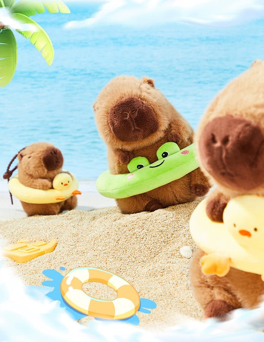 The Green Party Capybara Plush Doll | Capybara with Blister Duck Frog Unicorn - 11cm 28cm 40cm Children Gift Animal mini Plush Doll Keychain Plush Doll