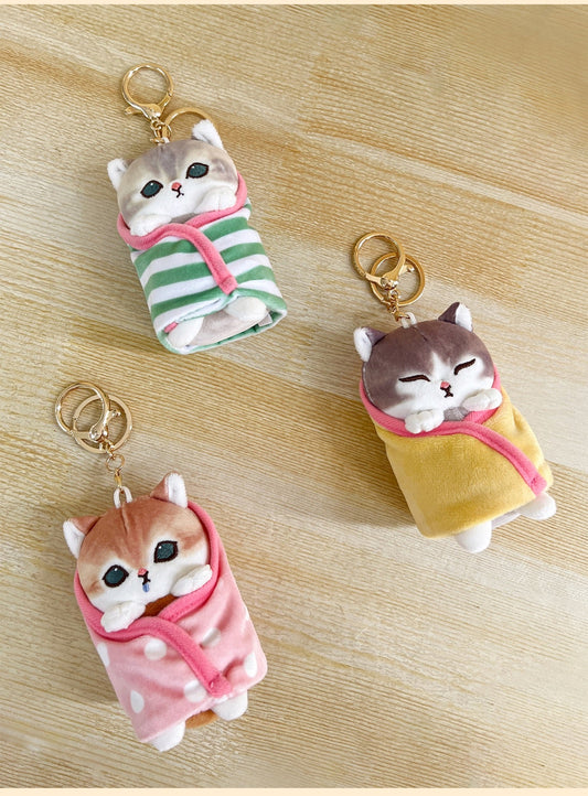Japan Artist Mofusand Cat Neko Blanket 10cm - Mascot Plush Doll Keychain