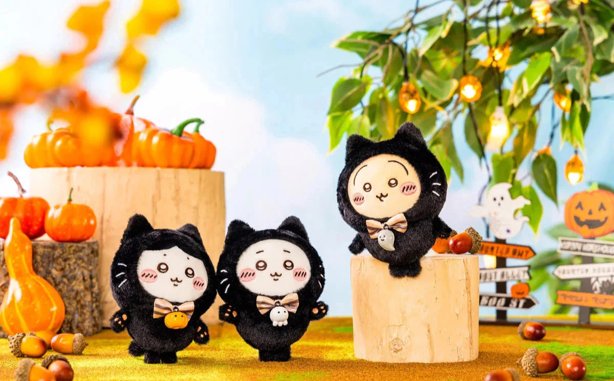 Japan ChiiKawa Halloween 2024 Series | ChiiKawa Hachiware Usagi Momonga Crab Black Cat and Pizza Plush Doll Keychain Kawaii items Room Decoration doll WinnieTheBirds Toy Shop