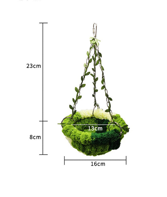 Green Yarn Knitting Hanging Basket for Small and Medium Parrot
