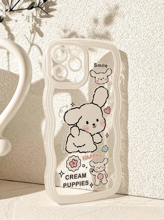 Cream Puppies Cute Korea Style iPhone case Kawaii Lovely Cute Lolita iPhone 6 7 8 PLUS SE2 XS XR X 11 12 13 14 15 16 Pro Promax
