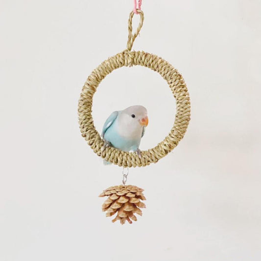 Seagrass Swings with Pine Cones Parrot Handmade Bird Toys