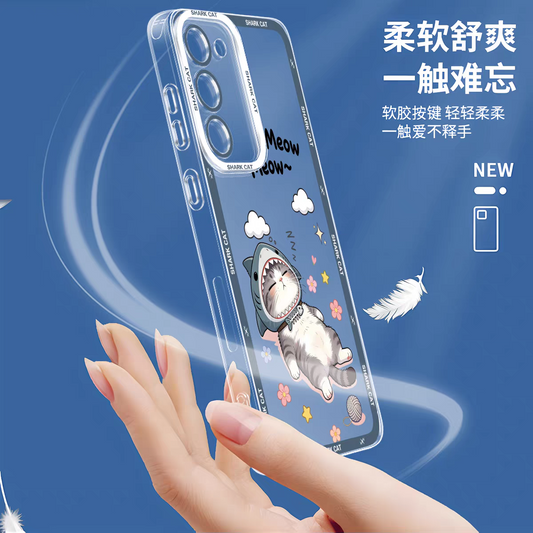 Japan Style Simple Cute Pet Style | Shark Cat 8 Styles - Phone Case Samsung Galaxy S26 S25 S24 S23 S22 S21 FE Ultra Edge