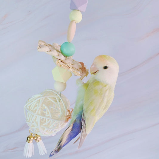 Loofah Hanging Toy Handmade Bird Toys Organic Bird Cages Accessories