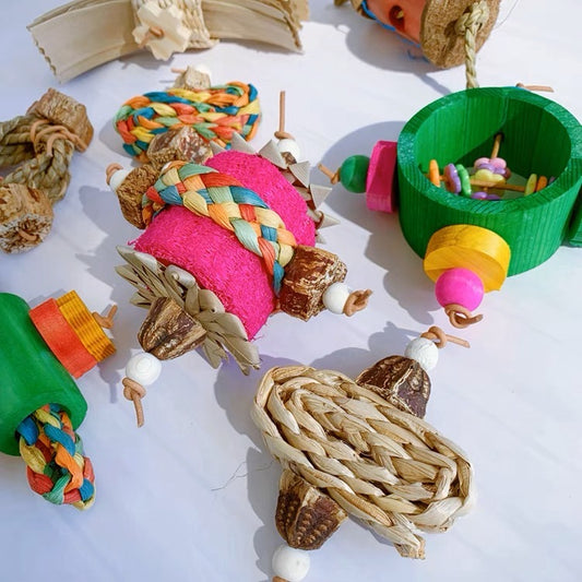 Colourful Natural Parrot Foot Toys Birdie Toy