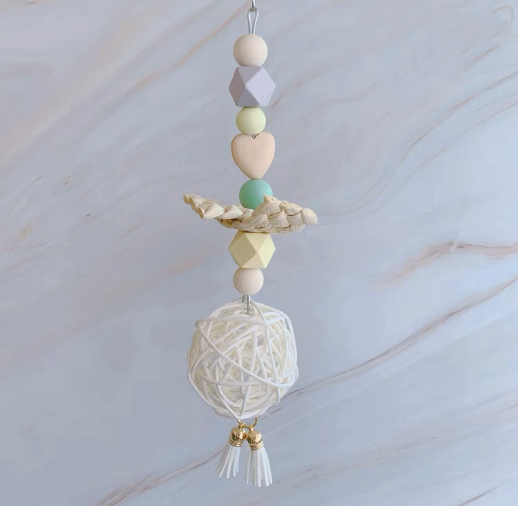 22cm Loofah Hanging Toy Handmade Bird Toys Organic Bird Cages Accessories