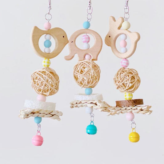 Baby Style Rabbit Birdie Elephant Wooden Hanging Toy Handmade Bird Toys