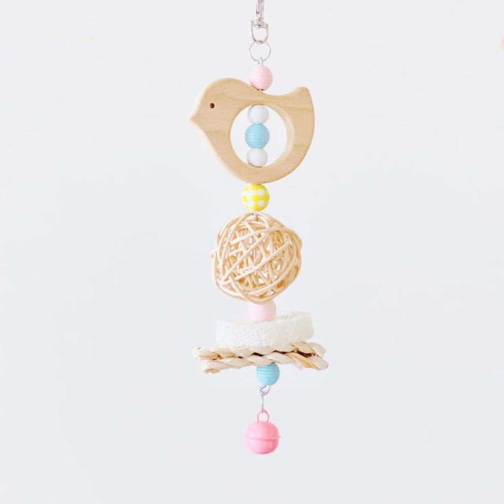 22cm Baby Style Rabbit Birdie Elephant Wooden Hanging Toy Handmade Bird Toys Natural Bird Bitting Toys Organic Bird Cages Accessories