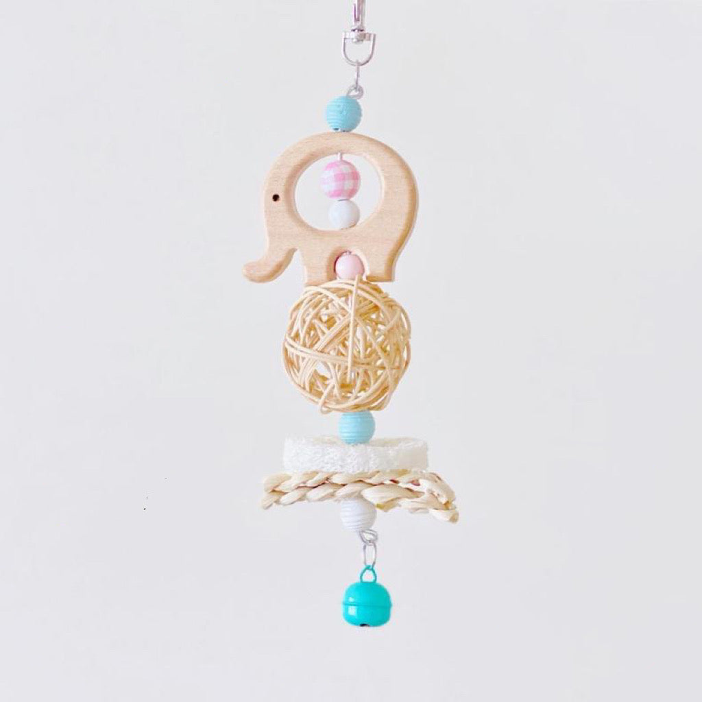 22cm Baby Style Rabbit Birdie Elephant Wooden Hanging Toy Handmade Bird Toys Natural Bird Bitting Toys Organic Bird Cages Accessories